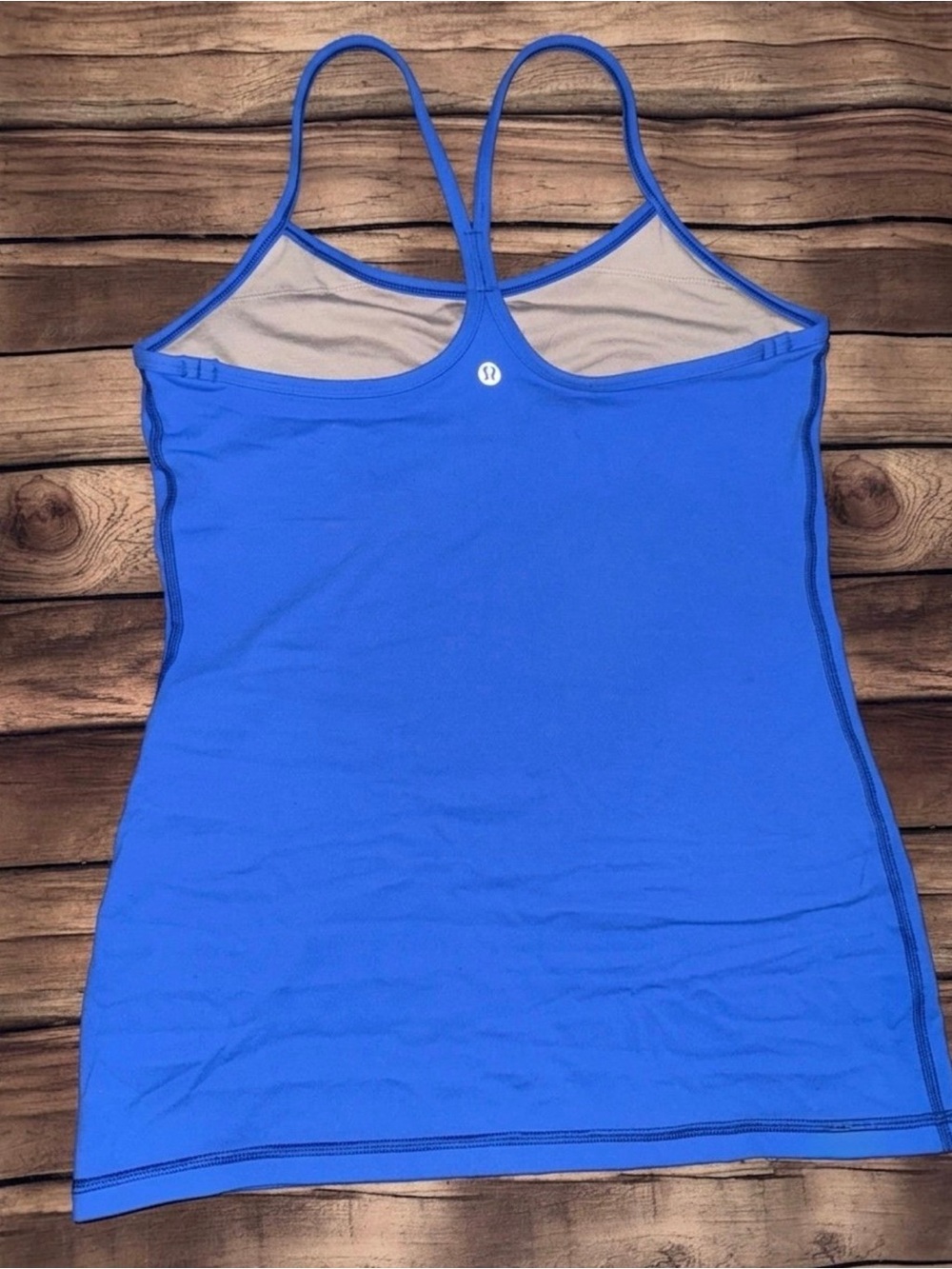 Lululemon Y Tank Top Blue Size 8 Built-In Shelf Bra Athletic Yoga discontinued